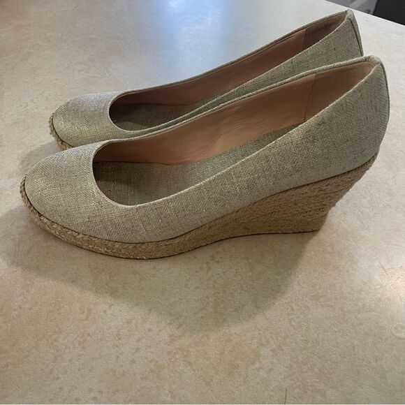 J crew Seville Espadrilles Shoes wedges size 8.5 Light Gold Metallic women’s - Picture 4 of 9